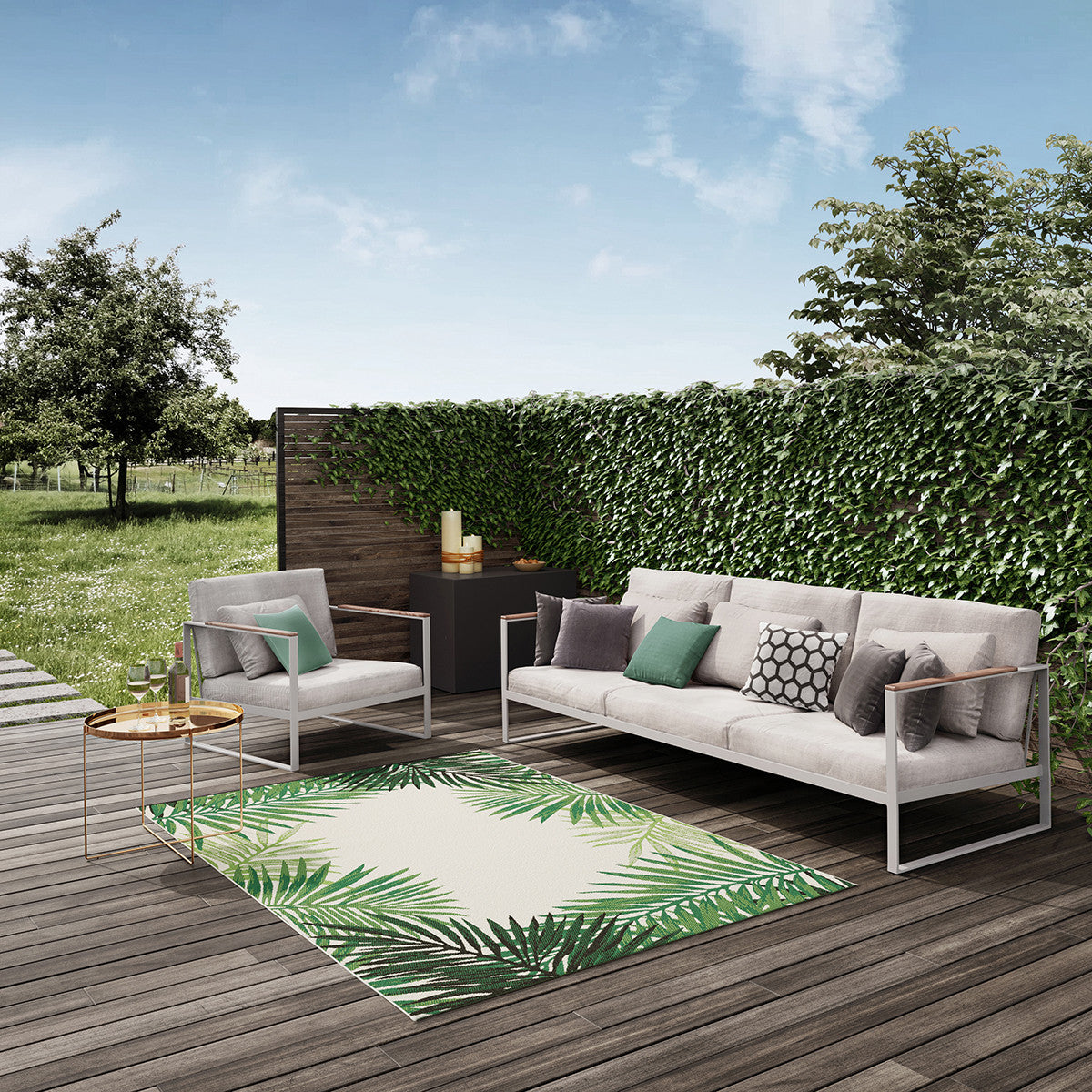 Maze Botany Palm Leaf Indoor/Outdoor Rug 160x230cm